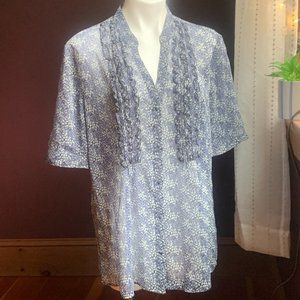 Banana Republic Blue Sheer Button Down Tunic XL